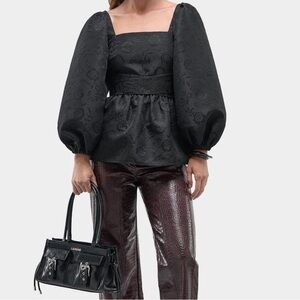 Laagam Black Puff Sleeve Top